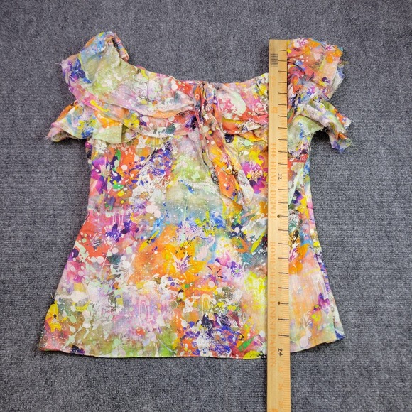 Ralph Lauren Purple Label Desarae Linen Silk Gauze Ruffle Blouse Womens 8 $1690 - Picture 4 of 7